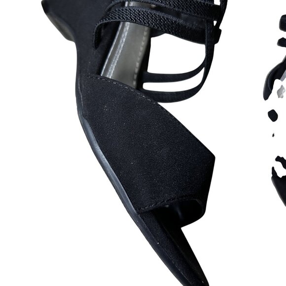 Impo Black Strappy Wedge Sandals WOMEN'S 6M Open Toe Faux Suede Upper  IMPO-6 - Picture 2 of 8